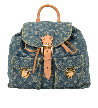 Sac A Dos, &pound;2,200, Handbags, Blue/Tan, Denim, Front view